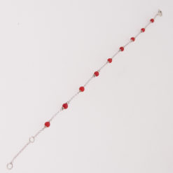 Bracelet or blanc 18k perles corail rouge méditerranée 3mm