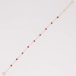 Bracelet or jaune 18 k perles de corail rouge