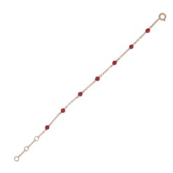 bracelet chaîne or jaune et perles corail rouge méditerranée