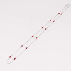 collier chaine or blanc 18k idéal pour bébé perles corail rouge de méditerranée corsica