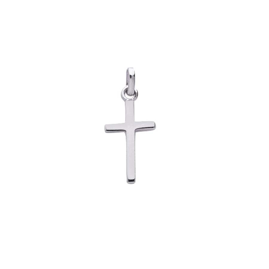 Pendentif Croix En Or Gris 9K Massif - 26 Mm - Neuf Avec étiquettes - Bijou Unisexe