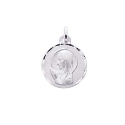 Pendentif médaille vierge or blanc 18k