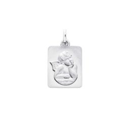 pendentif rectangulaire or blanc ange pensif