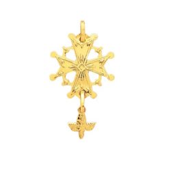 Pendentif or jaune 18k croix huguenote