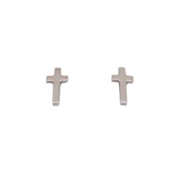 boucles d'oreilles croix or blanc système poussette