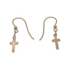 boucles d'oreilles croix or jaune système crochet