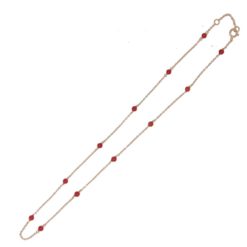 Tour de cou or jaune 18k perles corail rouge 40-42cm