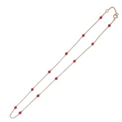 Tour de cou or jaune 18k perles corail rouge 36-38cm