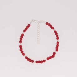 Bracelet morceaux corail rouge de méditerranée corse fermoir mousqueton argent