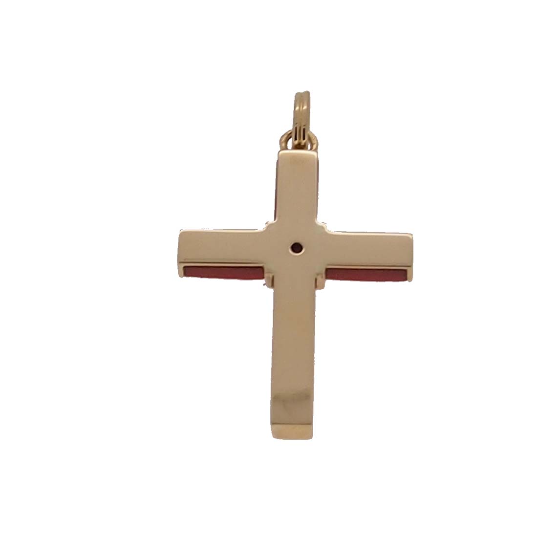 pendentif croix or jaune 18k et corail rouge de méditerranée