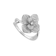 bague fleur or blanc 18k pavée diamants