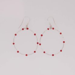 Boucles d'oreilles tubes corail rouge méditerranée perles corail rouge méditerranée crochet argent