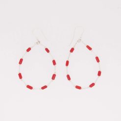 boucles d'oreilles créoles tubes corail méditerranée rouge corse tubes argent