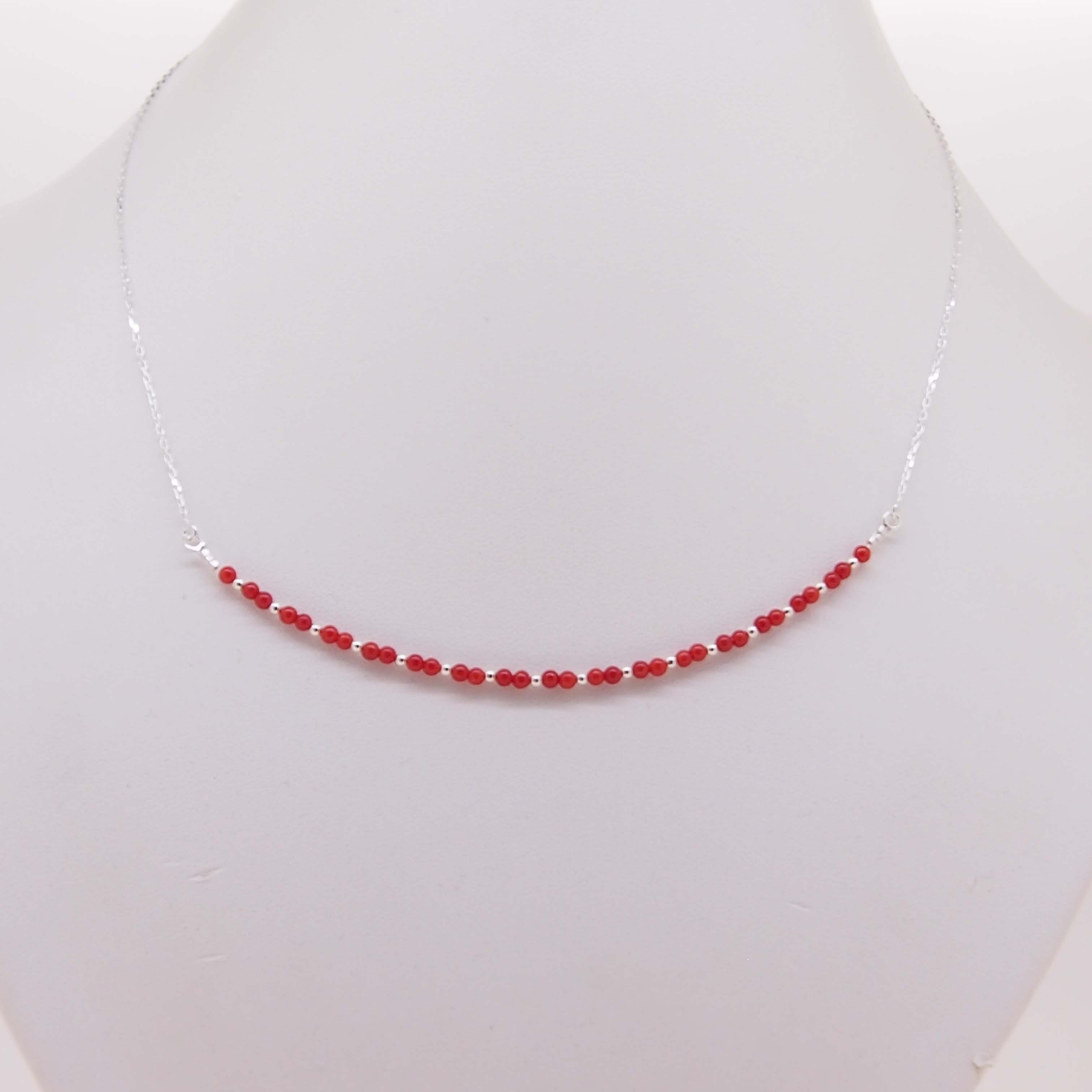 Rouge 4-7 mm rond naturelles corail Collier Pour Femmes Bijoux 33" collier long 