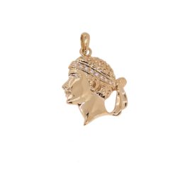 pendentif bandera mora tête de maure or jaune 18k avec diamants