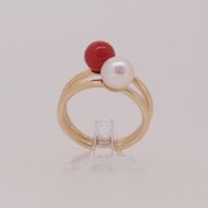 Bague or jaune corail rouge