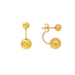 boucles d'oreilles double boules or jaune 18k systeme poussette belge