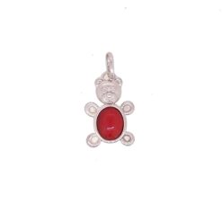 pendentif argent nounours ventre corail rouge méditerranée