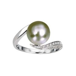 bague or blanc 18k perle tahiti et diamants