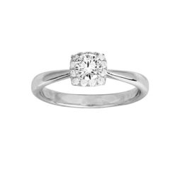 Solitaire illusion or blanc 18k et diamants