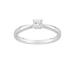 Solitaire 4 griffes 0.20 carat or blanc 18k