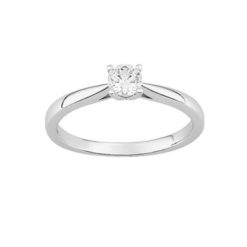 Solitaire 4 griffes 0.30 carat or blanc 18k