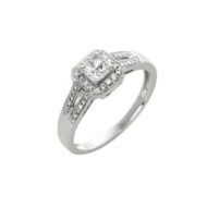 bague solitaire diamants or blanc 18k taille princesse