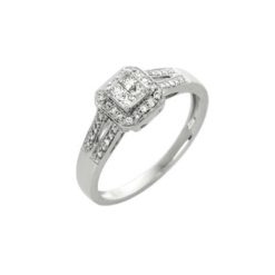 Bague or blanc 18k diamant (0.25 carat).