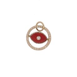 Pendentif or jaune 18k, corail et diamants, collection séventies