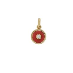 pendentif seventies rond or jaune 18k et corail rouge de méditerranée corse verso chiffre 13