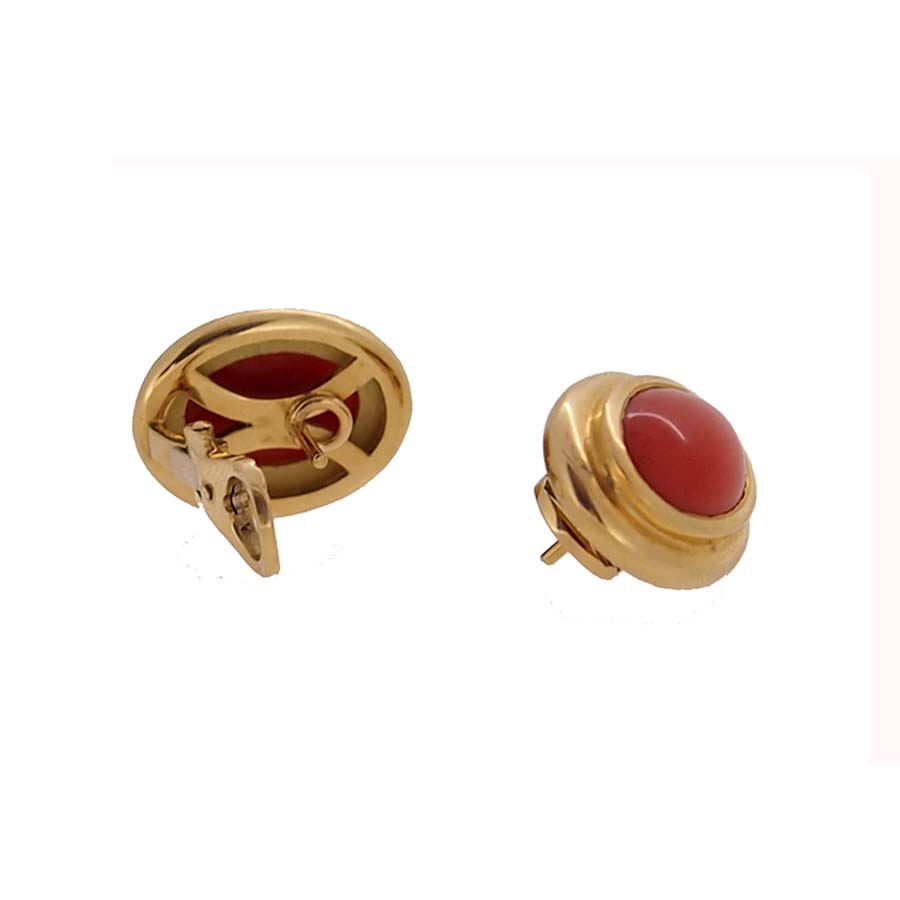 Boucles oreilles clip feuille corail (non percées