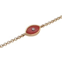 bracelet oeil or jaune 18k diamant et corail rouge méditerranée face