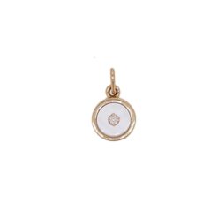 Pendentif or jaune 18k diamant nacre blanche chiffre 13