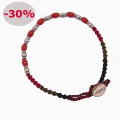 bracelet macramé corail rouge de méditerranée fermoir en argent
