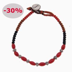 bracelet macramé corail rouge de méditerranée fermoir argent