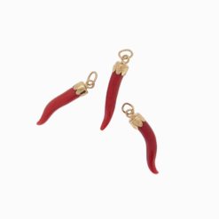 pendentif corne corail rouge méditerranée or jaune