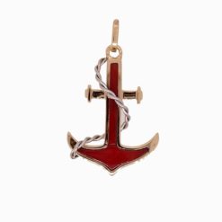 pendentif andre de marine en or jaune 18k et blanc avec corail rouge de méditerranée