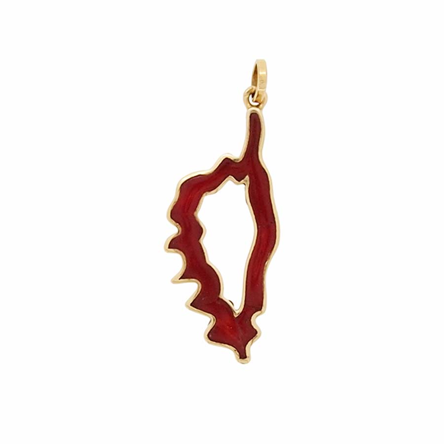 Pendentif Ancien En Or 18K Avec Corail Rouge Naturel De Méditerranée - Bijou Vintage Authentique