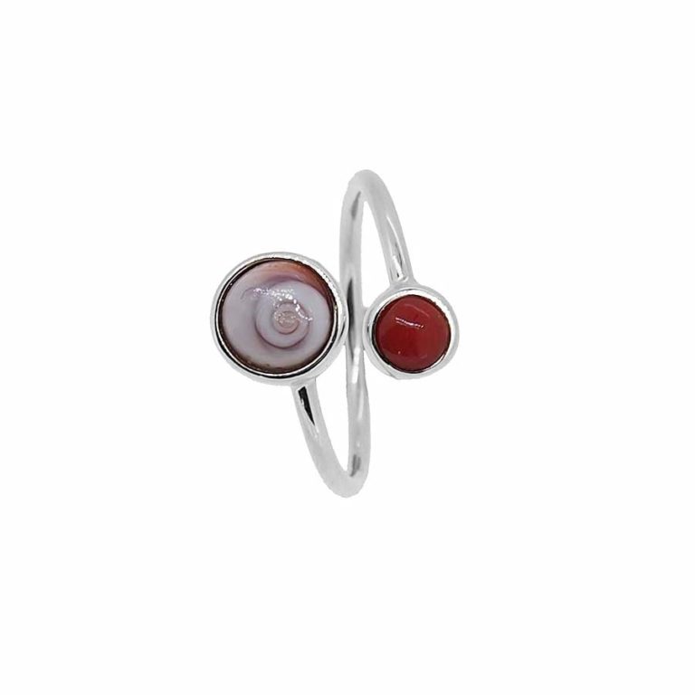 Bague Argent Sterling œil De Sainte Lucie Avec Cœurs Et Ronds - Taille Réglable - Occasion