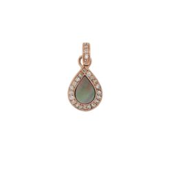 Pendentif goutte or rose 18k, diamants et nacre grise