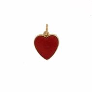 Pendentif coeur corail rouge de méditerranée corse avec monture en or jaune 18k