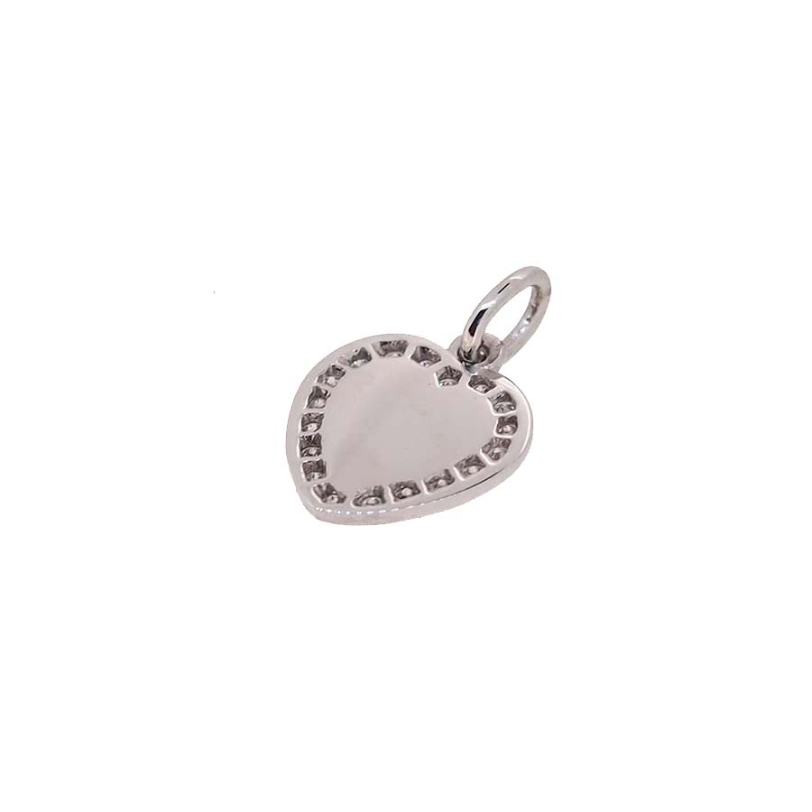 pendentif coeur or blanc et corail rouge de méditerranée serti de diamants