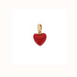 Pendentif coeur corail rouge méditerranée corse bélière or jaune 18k