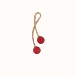 Pendentif or jaune 18k et perles corail rouge de méditerranée rappelant des cerises