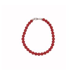 Bracelet 6mm perles corail rouge de méditerranée corallium rubrum fermoir argent