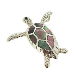 Pendentif tortue de nacre grise sur argent