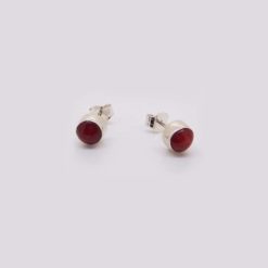 boucles d'oreilles argent et corail rouge de méditerranée de corse