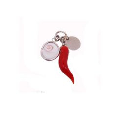 pendentif tryptique corne corail méditerranée oeil de sainte Lucie médaille or blanc 18k