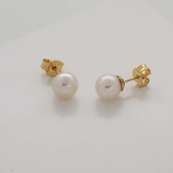 Boucles d'oreilles perles de culture akoya 7mm sur or jaune 18k