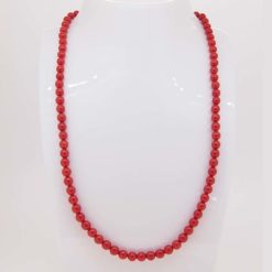 collier perles corail rouge de méditerranée fermoir mousqueton or jaune 18k